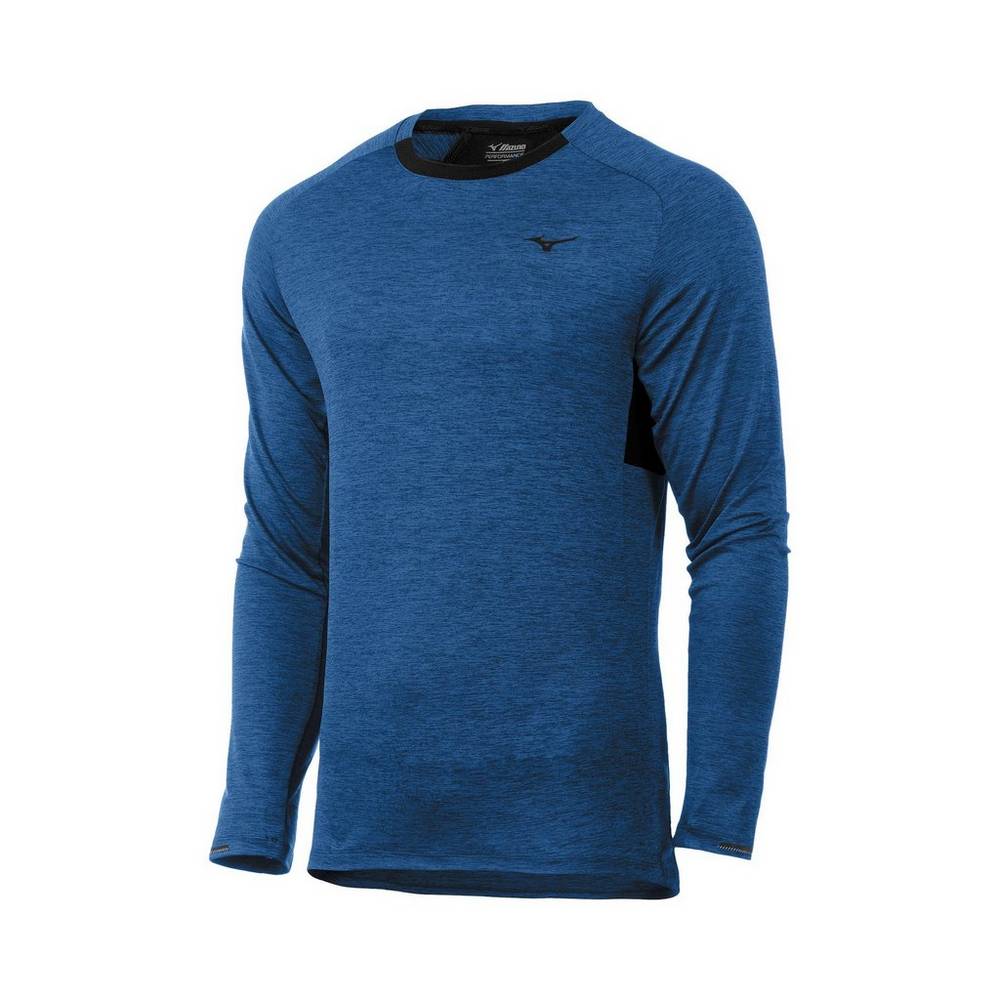 Blusa Mizuno Alpha Long Sleeve - Homem - Azuis - TSCZQ3418